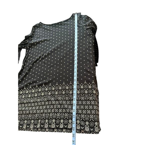 J. Jill Tunic Black Tan Crew‎ Neck Printed Soft Casual Long Sleeve Top Medium - Picture 12 of 12